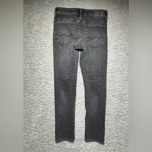 American Eagle Jeans Mens 31 x 32 Slim Airflex 360 Distressed Holes Black Grunge - Picture 5 of 5